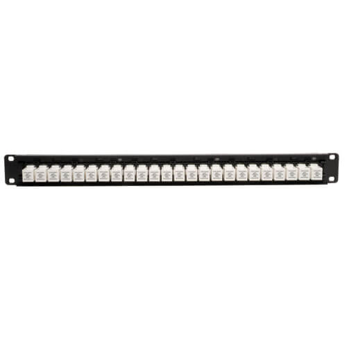 Tripp-Lite N250-024-LP | 24-Port Cat6/Cat5 Low Profile Feed-Through Patch Panel, 1U Rack-Mount/Wall-Mount, TAA