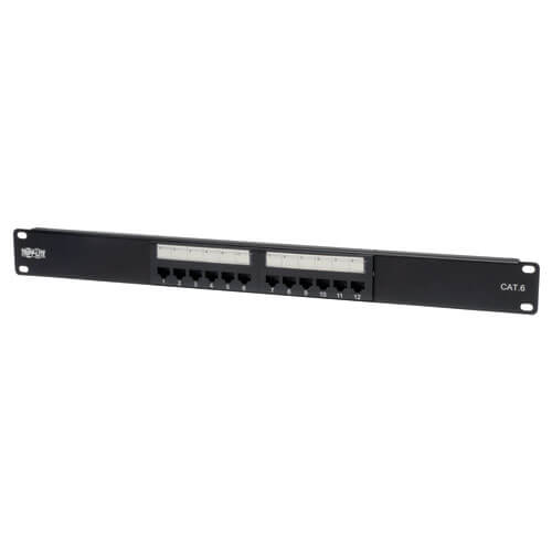 Tripp-Lite N252-012 | 12-Port 1U Rack-Mount Cat6/Cat5 110 Patch Panel 568B, RJ45 Ethernet, TAA