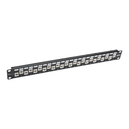 Tripp-Lite N252-024-6A-OF | 24-Port 1U Rack-Mount Cat6a/Cat6/Cat5e 110 Offset Patch Panel with Cable Management Bar, 110 Punchdown, RJ45, TAA
