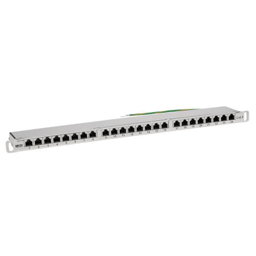 Tripp-Lite N252-024-HU-SHK | Cat5e/Cat6 24-Port Patch Panel - Shielded, Krone IDC, 568A/B, RJ45 Ethernet, 0.5U Rack-Mount, TAA