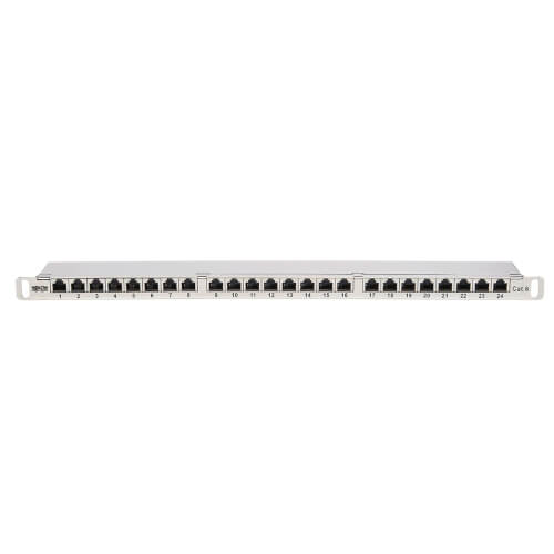 Tripp-Lite N252-024-HU-SHK | Cat5e/Cat6 24-Port Patch Panel - Shielded, Krone IDC, 568A/B, RJ45 Ethernet, 0.5U Rack-Mount, TAA