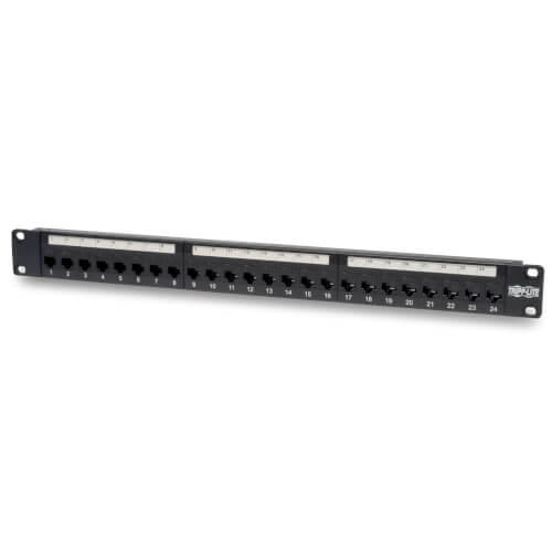 Tripp-Lite N254-024 | 24-Port 1U Rack-Mount Cat6/Cat5 Feedthrough Patch Panel, RJ45 Ethernet, TAA