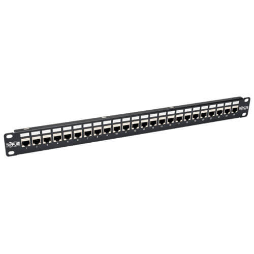 Tripp-Lite N254-024-SH-6A | 24-Port 1U Rack-Mount STP Shielded Cat6a Feedthrough Patch Panel, RJ45 Ethernet, TAA