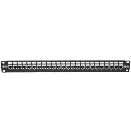 Tripp-Lite N254-024-SH-6A | 24-Port 1U Rack-Mount STP Shielded Cat6a Feedthrough Patch Panel, RJ45 Ethernet, TAA
