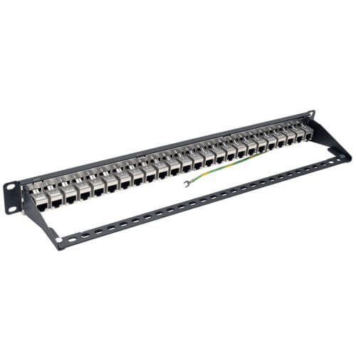 Tripp-Lite N254-024-SH-6A | 24-Port 1U Rack-Mount STP Shielded Cat6a Feedthrough Patch Panel, RJ45 Ethernet, TAA