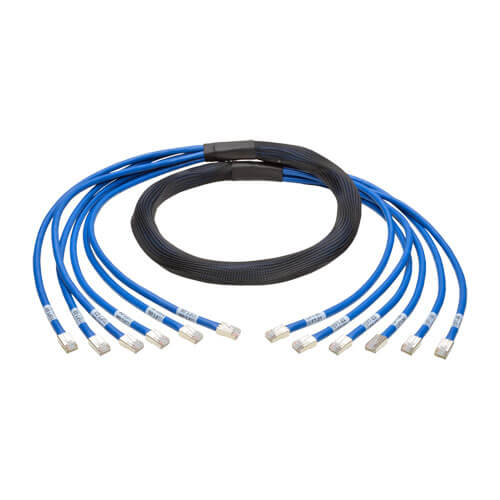 Tripp-Lite N261-015-6MM-BL | Cat6a 10G Certified Pre-Terminated Copper Trunk Assembly (6x RJ45 M/M), Blue, 15 ft. (4.57 m)