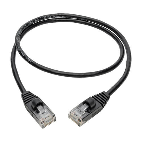 Tripp-Lite N261-S02-BK | Cat6a 10G Snagless Molded Slim UTP Ethernet Cable (RJ45 M/M), Black, 2 ft. (0.61 m)