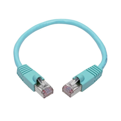 Tripp-Lite N262-001-AQ | Cat6a 10G-Certified Snagless Shielded STP Ethernet Cable (RJ45 M/M), PoE, Aqua, 1 ft. (0.31 m)