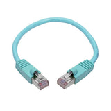 Tripp-Lite N262-001-AQ | Cat6a 10G-Certified Snagless Shielded STP Ethernet Cable (RJ45 M/M), PoE, Aqua, 1 ft. (0.31 m)