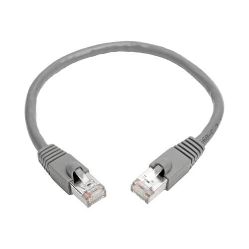 Tripp-Lite N262-001-GY | Cat6a 10G-Certified Snagless Shielded STP Ethernet Cable (RJ45 M/M), PoE, Gray, 1 ft. (0.31 m)