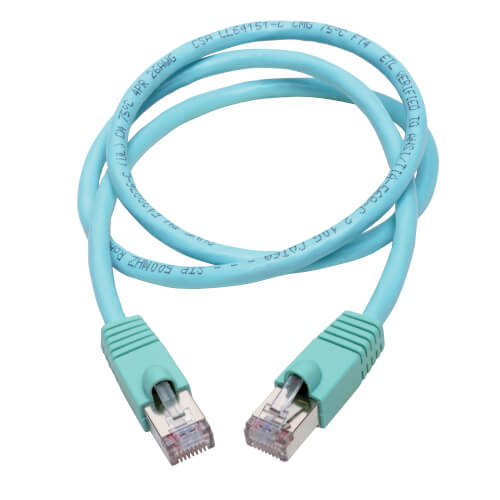 Tripp-Lite N262-003-AQ | Cat6a 10G-Certified Snagless Shielded STP Ethernet Cable (RJ45 M/M), PoE, Aqua, 3 ft. (0.91 m)