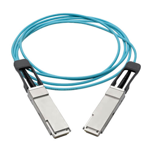 Tripp-Lite N28F-01M-AQ | QSFP+ to QSFP+ Active Optical Cable - 40Gb, AOC, M/M, Aqua, 1M (3.28 ft.)