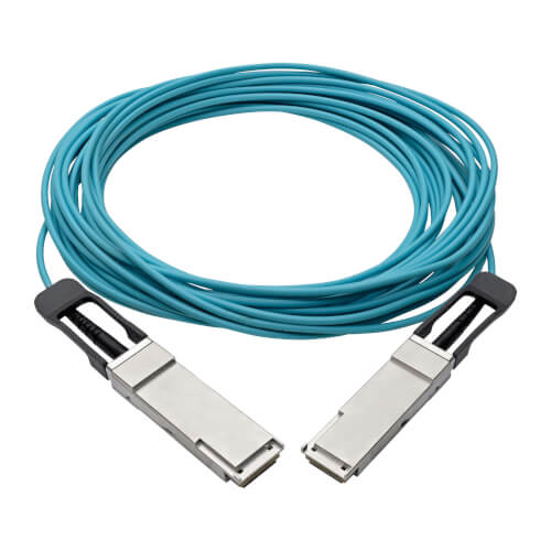 Tripp-Lite N28F-10M-AQ | QSFP+ to QSFP+ Active Optical Cable - 40Gb, AOC, M/M, Aqua, 10M (32.8 ft.)