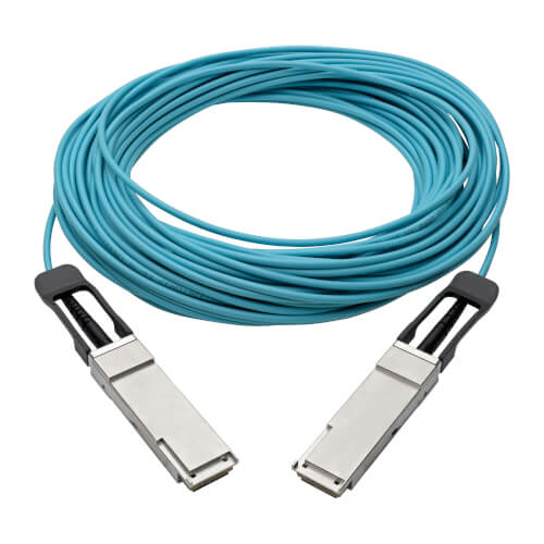 Tripp-Lite N28F-15M-AQ | QSFP+ to QSFP+ Active Optical Cable - 40Gb, AOC, M/M, Aqua, 15 m (49.2 ft.)