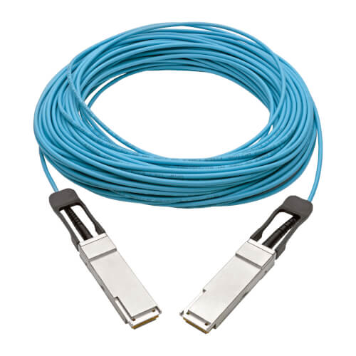 Tripp-Lite N28F-30M-AQ | QSFP+ to QSFP+ Active Optical Cable - 40Gb, AOC, M/M, Aqua, 30M (98.42 ft.)