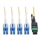 Tripp-Lite N390-03M-8LC-AP | MTP/MPO (APC) to 8xLC (UPC) Singlemode Breakout Patch Cable, 40/100 GbE, QSFP+ 40GBASE-PLR4, Plenum, Yellow, 3 m (10 ft.)