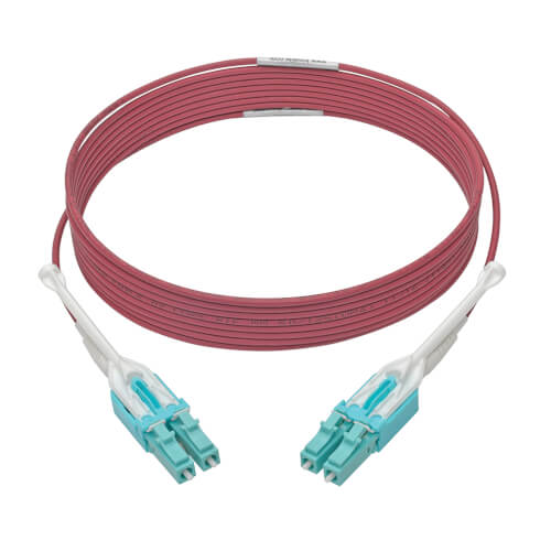 Tripp-Lite N821-03M-MG-T | 10G Duplex Multimode 50/125 OM4 LSZH Fiber Optic Cable (LC/LC), Push/Pull Tabs, Magenta, 3 m