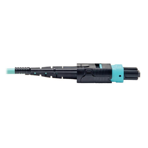Tripp-Lite N844-01M-12-P | MTP/MPO Patch Cable with Push/Pull Tabs, 12 Fiber, 40GbE, 40GBASE-SR4, OM3 Plenum-Rated - Aqua, 1M (3 ft.)