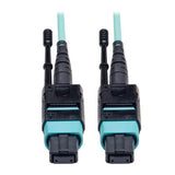 Tripp-Lite N844-02M-12-P | MTP/MPO Patch Cable with Push/Pull Tabs, 12 Fiber, 40GbE, 40GBASE-SR4, OM3 Plenum-Rated - Aqua, 2M (6 ft.)