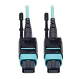Tripp-Lite N844-03M-12-P | MTP/MPO Patch Cable with Push/Pull Tabs, 12 Fiber, 40GbE, 40GBASE-SR4, OM3 Plenum-Rated - Aqua, 3M (10 ft.)