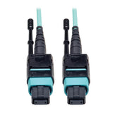 Tripp-Lite N844-10M-12-P | MTP/MPO Patch Cable with Push/Pull Tabs, 12 Fiber, 40GbE, 40GBASE-SR4, OM3 Plenum-Rated - Aqua, 10M (33 ft.)