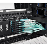 Tripp-Lite N844-10M-12-P | MTP/MPO Patch Cable with Push/Pull Tabs, 12 Fiber, 40GbE, 40GBASE-SR4, OM3 Plenum-Rated - Aqua, 10M (33 ft.)