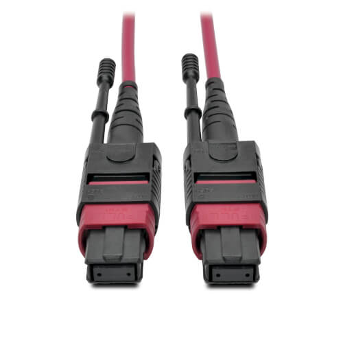 Tripp-Lite N845-01M-12-MG | 100G MTP/MPO Multimode OM4 Plenum-Rated Fiber Optic Cable (F/F), 12 Fiber, 40/100GBASE-SR4, Push/Pull Tabs, Magenta, 1 m