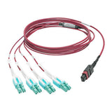 Tripp-Lite N845-01M-8L-MG | 40G MTP/MPO to 8xLC Fan-Out OM4 Plenum-Rated Fiber Optic Cable, 40GBASE-SR4, Push/Pull Tabs, Magenta, 1 m