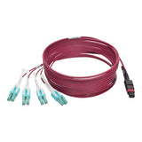 Tripp-Lite N845-05M-8L-MG | 40G MTP/MPO to 8xLC Fan-Out OM4 Plenum-Rated Fiber Optic Cable, 40GBASE-SR4, Push/Pull Tabs, Magenta, 5 m