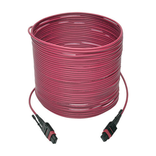 Tripp-Lite N845-15M-12-MG | 100G MTP/MPO Multimode OM4 Plenum-Rated Fiber Optic Cable (F/F), 12 Fiber, 40/100GBASE-SR4, Push/Pull Tabs, Magenta, 15 m