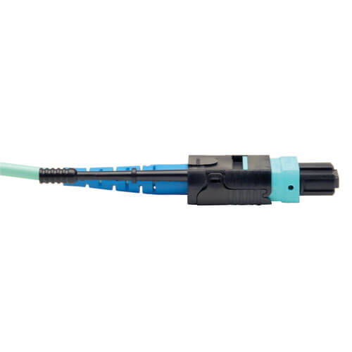 Tripp-Lite N846-05M-24-P | MTP/MPO Patch Cable with Push/Pull Tab Connectors, 100GBASE-SR10, CXP, 24 Fiber, 100Gb OM3 Plenum-rated - Aqua, 5M (16 ft.)
