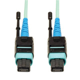 Tripp-Lite N846-10M-24-P | MTP/MPO Patch Cable with Push/Pull Tab Connectors, 100GBASE-SR10, CXP, 24 Fiber, 100Gb OM3 Plenum-rated - Aqua, 10M (33 ft.)