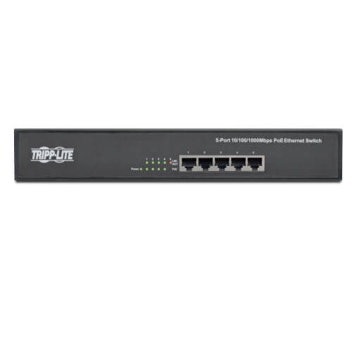 Tripp-Lite NG5POE | 5-Port 10/100/1000 Mbps 1U Rack-Mount/Desktop Gigabit Ethernet Unmanaged Switch with PoE+, 75W