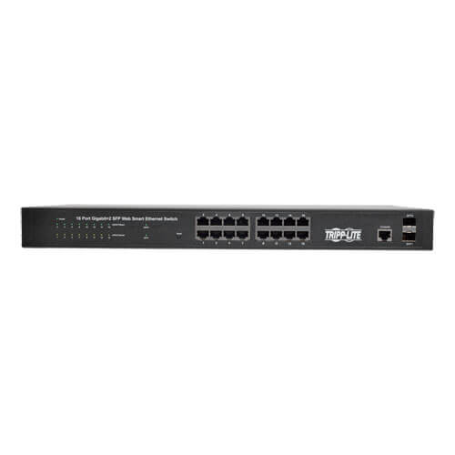 Tripp-Lite NGS16C2 | 16 10/100/1000Mbps Port Gigabit L2 Web-Smart Managed Switch, 2 Dedicated Gigabit SFP Slots, 36 Gbps, Web Interface