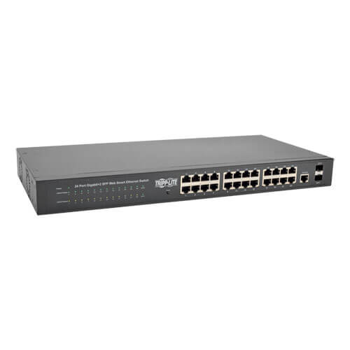 Tripp-Lite NGS24C2 | 24 10/100/1000Mbps Port Gigabit L2 Web-Smart Managed Switch, 2 Dedicated Gigabit SFP Slots, 52 Gbps, Web Interface