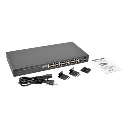 Tripp-Lite NGS24C2 | 24 10/100/1000Mbps Port Gigabit L2 Web-Smart Managed Switch, 2 Dedicated Gigabit SFP Slots, 52 Gbps, Web Interface