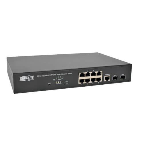 Tripp-Lite NGS8C2 | 8 10/100/1000Mbps Port Gigabit L2 Web-Smart Managed Switch, 2 Dedicated Gigabit SFP Slots, 20 Gbps, Web Interface