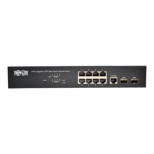 Tripp-Lite NGS8C2 | 8 10/100/1000Mbps Port Gigabit L2 Web-Smart Managed Switch, 2 Dedicated Gigabit SFP Slots, 20 Gbps, Web Interface