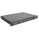 Tripp-Lite NSS-G16D2 | 16 10/100/1000Mbps Port Gigabit L2 Web-Smart Managed Switch, 2 SFP Slots, 36 Gbps, Web, 8-Outlet 120V PDU/Surge Protect