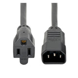 Tripp-Lite P002-002-10A | NEMA 5-15R to C14 Computer AC Power Cable - 10A, 125V, 18 AWG, 2 ft. (0.61 m), Black