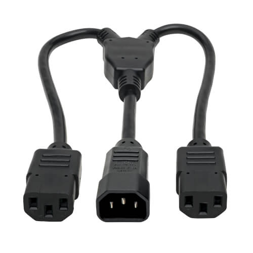Tripp-Lite P004-18N-2C13 | Power Cord Splitter, C14 to 2xC13 PDU Style - 10A, 250V, 18 AWG, 18-in. (45.72 cm), Black