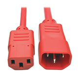 Tripp-Lite P005-002-ARD | Heavy-Duty PDU Power Cord, C13 to C14 - 15A, 250V, 14 AWG, 2 ft. (0.61 m), Red