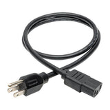 Tripp-Lite P006-003 | Desktop Computer AC Power Cable, NEMA 5-15P to C13 - 10A, 125V, 18 AWG, 3 ft. (0.91 m), Black