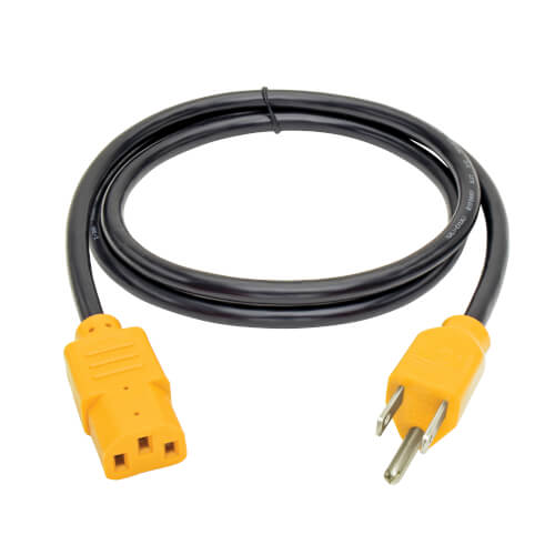Tripp-Lite P006-004-YW | Desktop Computer AC Power Cable, NEMA 5-15P to C13 - 10A, 125V, 18 AWG, 4 ft. (1.22 m), Yellow Plugs