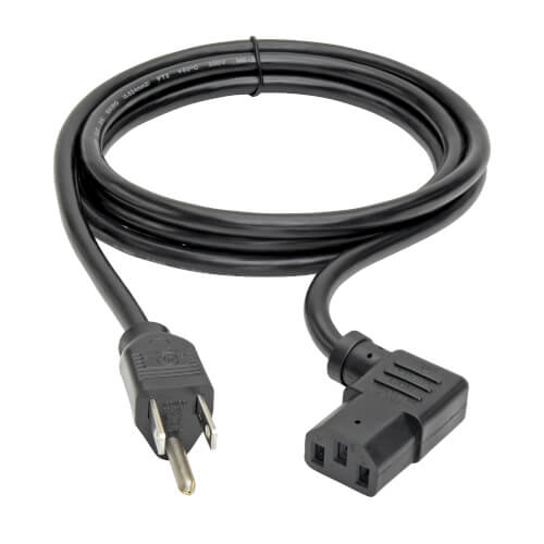 Tripp-Lite P006-006-13RA | Computer Power Cord, NEMA 5-15P to Right-Angle C13 - 10A, 125V, 18 AWG, 6 ft. (1.83 m), Black