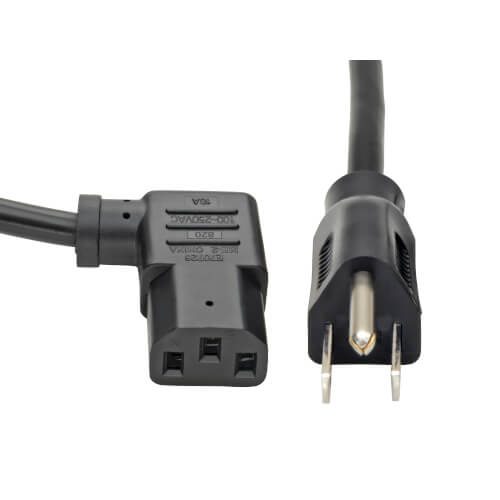 Tripp-Lite P006-014-13RA | Computer Power Cord, NEMA 5-15P to Right-Angle C13 - 10A, 125V, 18 AWG, 14 ft. (4.27 m), Black