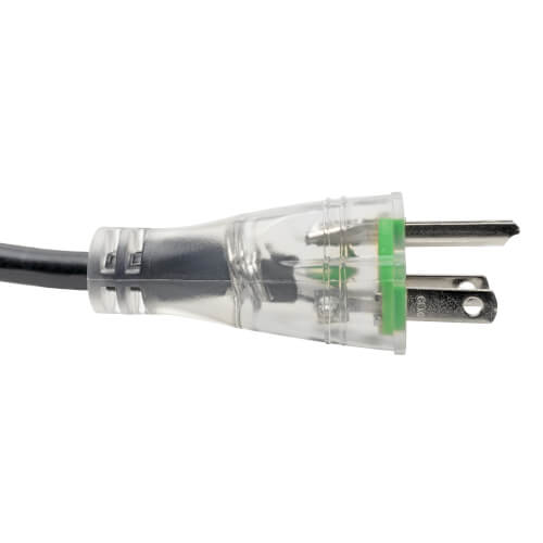 Tripp-Lite P006-015-HG13CL | Hospital-Grade Power Cord, NEMA 5-15P to C13 - Green Dot, 13A, 125V, 16 AWG, 15 ft. (4.57 m), Clear Plugs