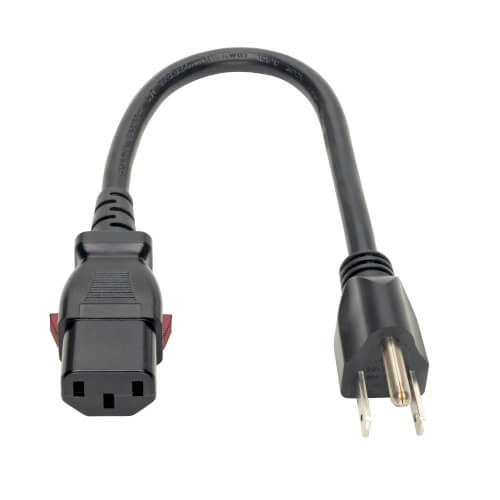 Tripp-Lite P006-L01 | Computer Power Cord, NEMA 5-15P to Locking C13 - 10A, 125V, 18 AWG, 1 ft. (0.31 m)