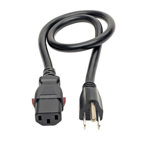 Tripp-Lite P007-L03 | Computer Power Cord, NEMA 5-15P to Locking C13 - Heavy-Duty, 15A, 125V, 14 AWG, 3 ft. (0.91 m), Black