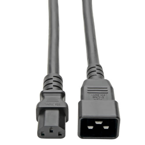 Tripp-Lite P032-007 | C20 to C13 Power Cord for Computer - Heavy-Duty, 15A, 100-250V, 14 AWG, 7 ft. (2.13 m), Black
